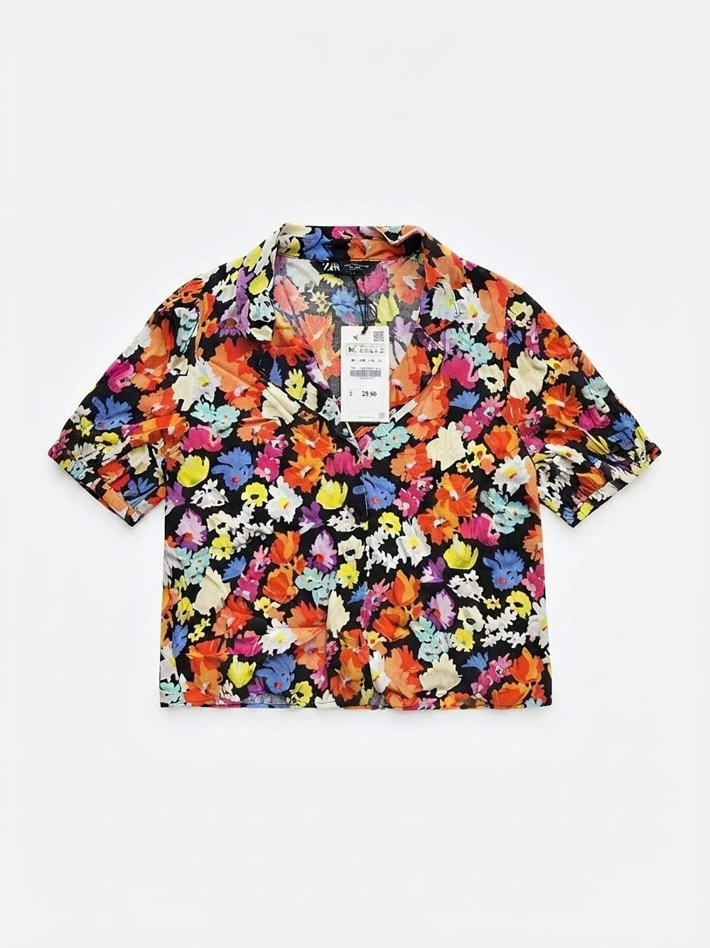 Zara Floral Short Sleeve Shirt Size Medium NWT